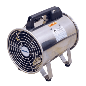 TRADEMASTER 200MM HEAVY DUTY PORTABLE VENTILATOR, STAINLESS STEEL HOUSING & GRILLS