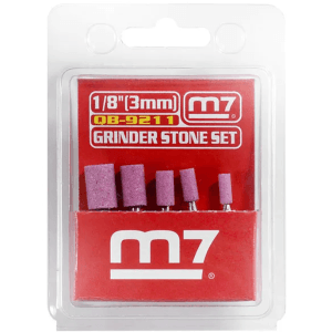 M7 GRINDER STONE SET, 5 PIECE CYLINDRICAL, IMPERIAL 1/8" SHANK
