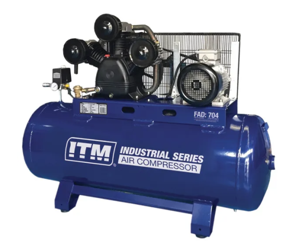 ITM AIR COMPRESSOR, BELT DRIVE STATIONARY 3 PHASE, 7.5HP 270LTR FAD 704 L/MIN