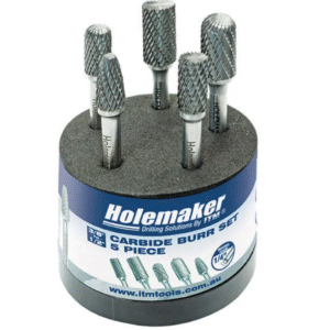 HOLEMAKER CARBIDE BURR SET, 1/4" SHANK, 5PCE SB3, SB5, SC3, SC5, SF3