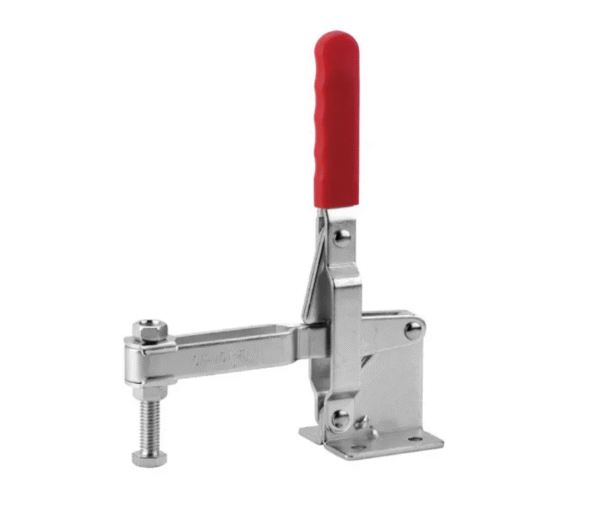 TOGGLE CLAMP, VERTICAL, FLANGED BASE, STRAIGHT HANDLE, 450KG CAP, 128MM REACH
