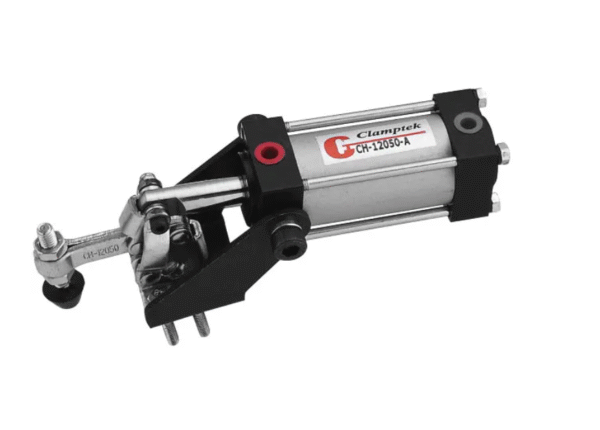 PNEUMATIC TOGGLE CLAMP,  FLANGED BASE, 91KG CAP, 35MM REACH