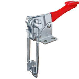 TOGGLE CLAMP, CORNER LATCH, FLANGED BASE, STR HANDLE, 450KG CAP, 114MM REACH