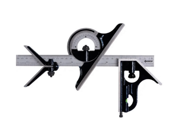 CSQ/12/4/ST GROZ COMBINATION SQUARE SET, 4 PCS SET, WITH 12/300MM BLADE LENGTH