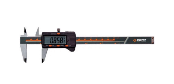 EDC/12 GROZ DIGITAL VERNIER CALIPER, 0-12/0-300MM, 0.0005/0.01MM 4 BUTTONS, WITH THUMB WHEEL