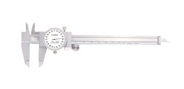 DLC/150 GROZ DIAL CALIPER, METRIC 0-150MM, 0.02MM, WHITE FACE, RANGE PER REVOLUTION:2MM, WITH THUMB WHEEL