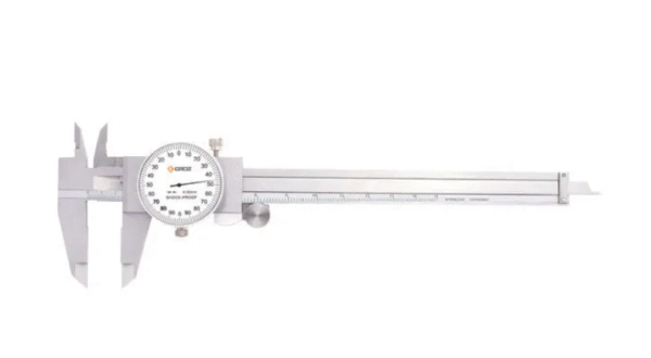 DLC/200 GROZ DIAL CALIPER, METRIC 0-200MM, 0.02MM, WHITE FACE, RANGE PER REVOLUTION:2MM, WITH THUMB WHEEL