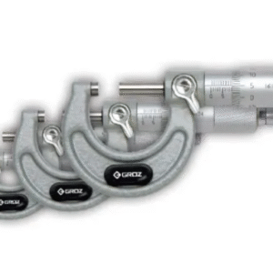 MM/0-100/ST4 GROZ OUTSIDE MICROMETER SET, 4 PIECE, 0 -100MM, 0.01MM, RATCHET STOP, PAINTED FRAME