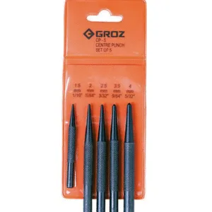 CP/5/ST GROZ CENTRE PUNCH SET, 5 PCE