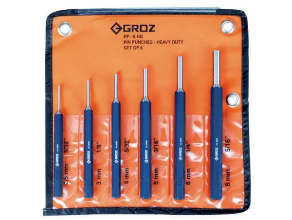 PP/HD/6/ST GROZ HEAVY DUTY PIN PUNCH SET, HEX SHANK, 6 PCE