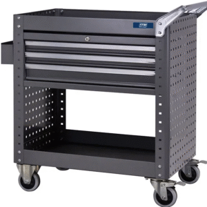 ITM TOOL CART,  SHELF WITH SIDE PANELS & 3 LOCKABLE DRAWERS,  873 W X 500 D X 880 H