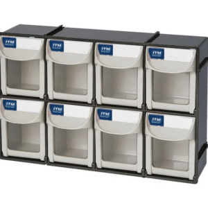 ITM FLIP OUT PARTS BIN, 8 DRAWER, 303W X 87D X 203H