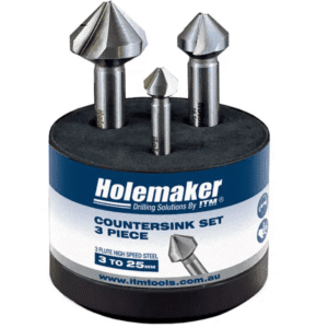 HOLEMAKER COUNTERSINK SET, 3 PIECE, 3 FLUTE 90 DEGREE, 10.4MM, 16.5MM, 25.0MM