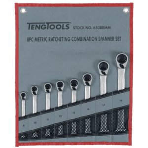TENG REVERSIBLE RATCHET SPANNER SET, METRIC, 8PCE, 8MM-19MM
