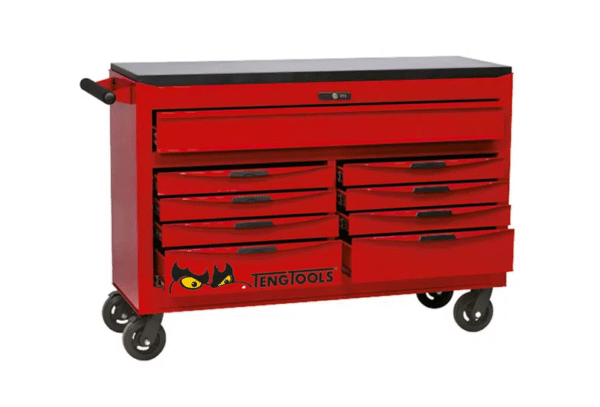 TENG 272PCE 53" 9 DRAWER ROLL CABINET TOOL KIT, METRIC & IMPERIAL, EVA TRAYS, RED