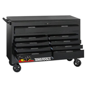 TENG 408PCE 53" 9 DRAWER ROLL CABINET TOOL KIT, METRIC & IMPERIAL, EVA TRAYS, BLACK