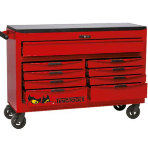 TENG 541PCE 53" 9 DRAWER ROLL CABINET TOOL KIT, METRIC & IMPERIAL, PS TRAYS, RED