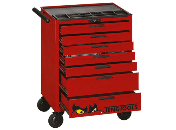 TENG 333PCE 26" 7 DRAWER ROLL CABINET TOOL KIT, METRIC, EVA TRAYS, RED