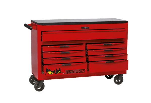 TENG 569PCE 53" 9 DRAWER ROLL CABINET TOOL KIT, METRIC & IMPERIAL, PS TRAYS, RED