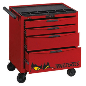 TENG 26" PRO LOW HEIGHT ROLL CABINET, 4 DRAWERS, RED