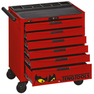 TENG 26" PRO LOW HEIGHT ROLL CABINET, 6 DRAWERS, RED