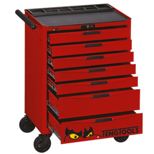 TENG 26" PRO ROLL CABINET, 7 DRAWERS, RED