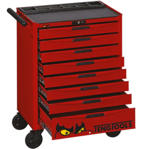 TENG 26" PRO ROLL CABINET, 8 DRAWERS, RED