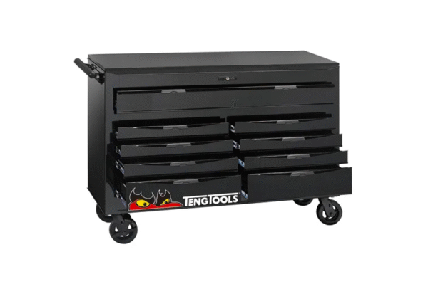 TENG 53" PRO ROLL CABINET, 9 DRAWERS, BLACK
