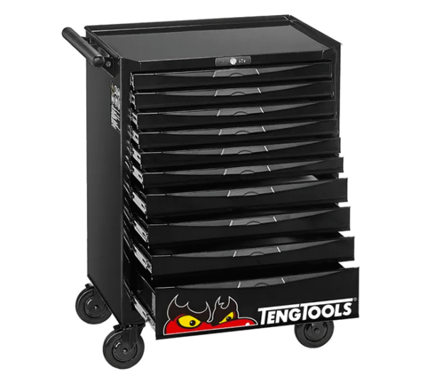 TENG 26" PRO ROLL CABINET, 10 DRAWERS, BLACK