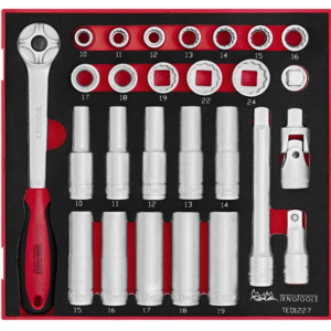 TENG 27PCE 1/2" DR. SOCKET & ACC SET 10-24MM - TED-TRAY