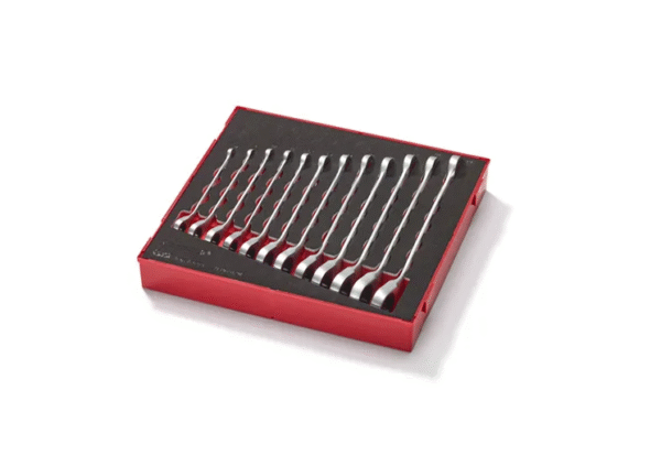 TENG 12PCE REV. RATCHET MM COMBINATION SPANNER SET - TED-TRAY