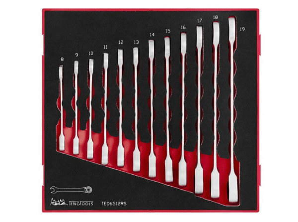 TENG 12PCE RATCHET COMBINATION SPANNER SET 8-19MM - TED-TRAY