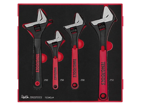 TENG 4PCE ADJUSTABLE WRENCH SET - TED-TRAY