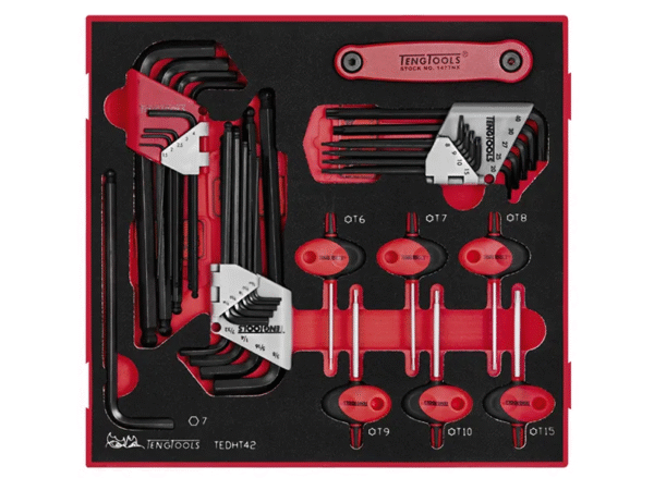 TENG 42PCE MM/AF HEX & TX BALL-END KEY SET - TED-TRAY