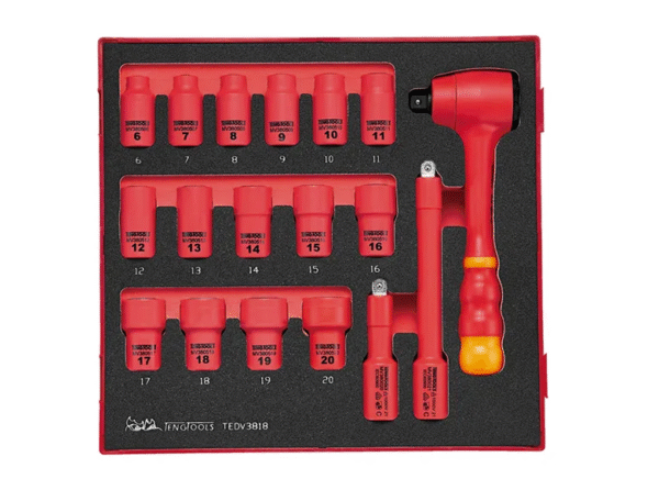 TENG 18PCE 1000V VDE 3/8" DR. INSULATED SOCKET SET- TED-TRAY