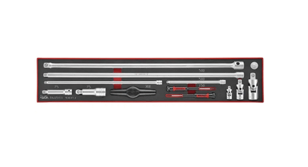 TENG 13PCE 1/4", 3/8" & 1/2" DR. EXT BAR & ACC SET-TEX-TRAY