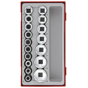 TENG 17PCE 1/2" DR. 6PNT SOCKET SET 10-32MM - TC-TRAY