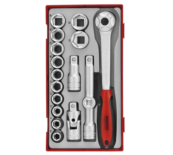 TENG 17PCE 1/2" DR. SOCKET & ACC SET 10-24MM - TC-TRAY
