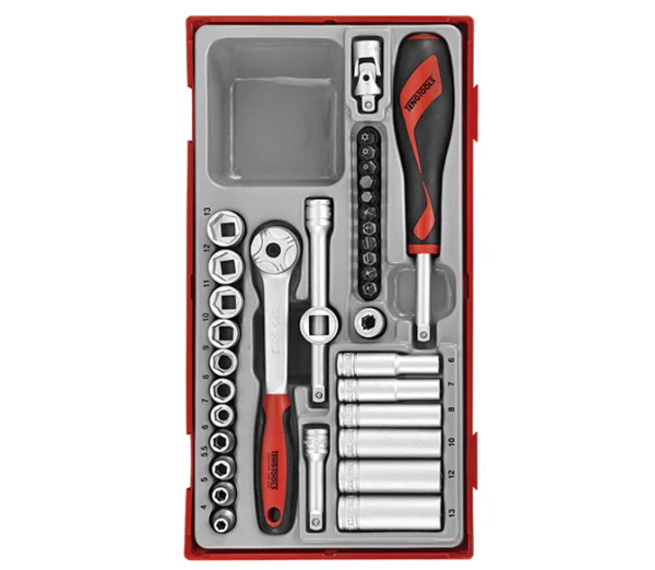 TENG 35PCE 1/4" DR. SOCKET & ACC SET 4-13MM - TC-TRAY
