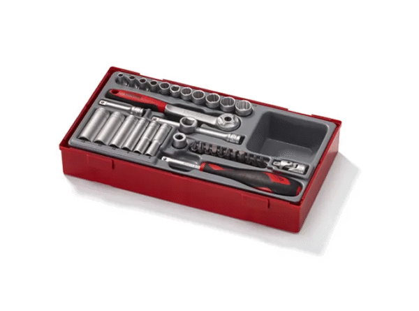 TENG 35PCE 1/4" DR. SOCKET & ACC SET 4-13MM (12-PT) - TC-TRAY