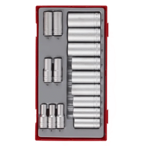 TENG 16PCE 3/8" DR. DEEP SOCKET SET 7-22MM (12-PT) - TC-TRAY