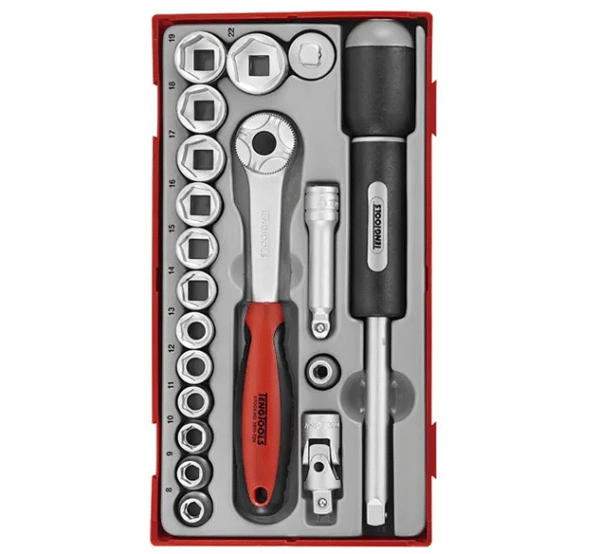 TENG 19PCE 3/8" DR. SOCKET & ACC SET 8-22MM - TC-TRAY