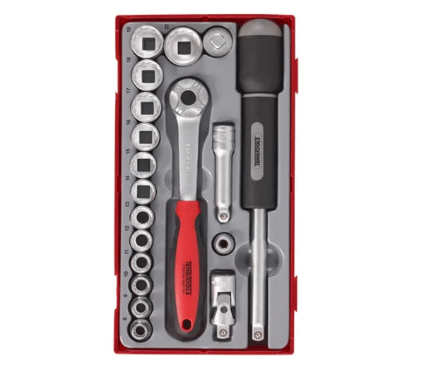 TENG 19PCE 3/8" DR. SOCKET & ACC SET 8-22MM (12-PT) - TC-TRAY