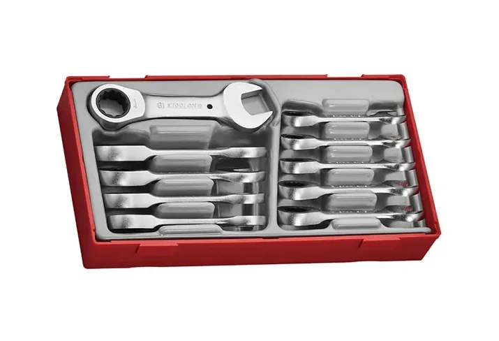 TENG 10PCE STUBBY RATCHET COMBINATION SPANNER SET - TC-TRAY