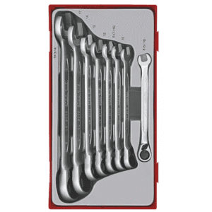 TENG 8PCE REVERSIBLE RATCHET COMBINATION SPANNER SET 8-19MM - TC-TRAY
