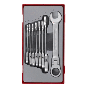 TENG 8PCE FLEX-HEAD RAT COMBINATION SPANNER SET 8-19MM-TC-TRAY