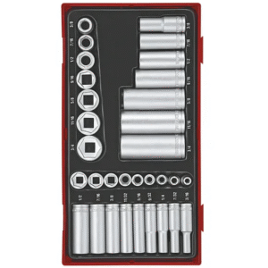 TENG 32PCE 1/4" & 3/8" DR. REG/DEEP AF SOCKET SET - TC-TRAY
