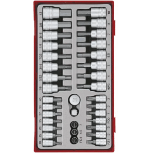 TENG 35PCE 1/4" & 3/8" DR. BITS SOCKET SET - TC-TRAY