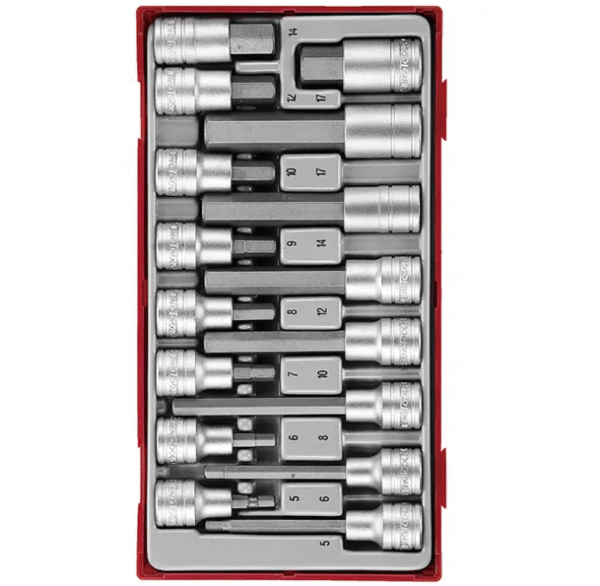 TENG 16PCE 1/2" DR. HEX BIT SOCKET SET - TC-TRAY