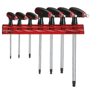 TENG 7PCE T-HANDLE AF HEX SET 3/32-5/16" W/ WALL RACK